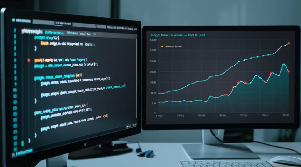 Визуализация процесса как парсить google flights: слева на экране код на Python, справа — анимированный график изменения цен на билеты.