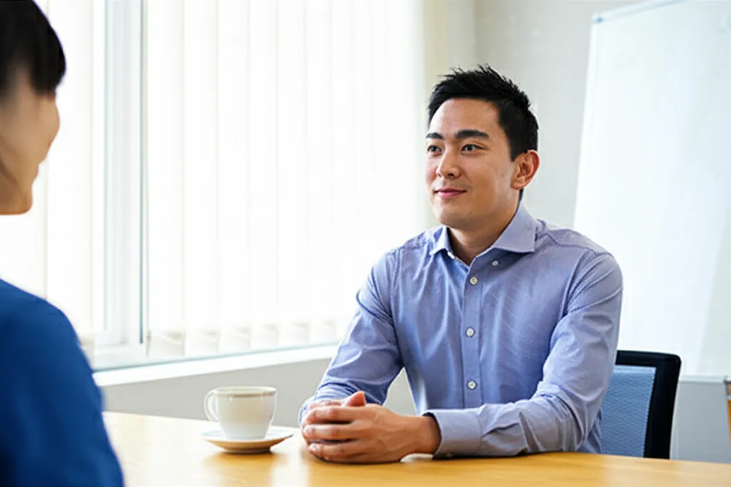 Эксперт демонстрирует, как показать клиенту заинтересованность во время деловой встречи