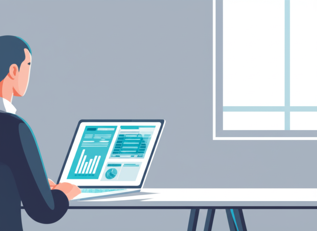 Специалист внимательно проверяет данные, чтобы правильно составить счет-фактуру на компьютере.