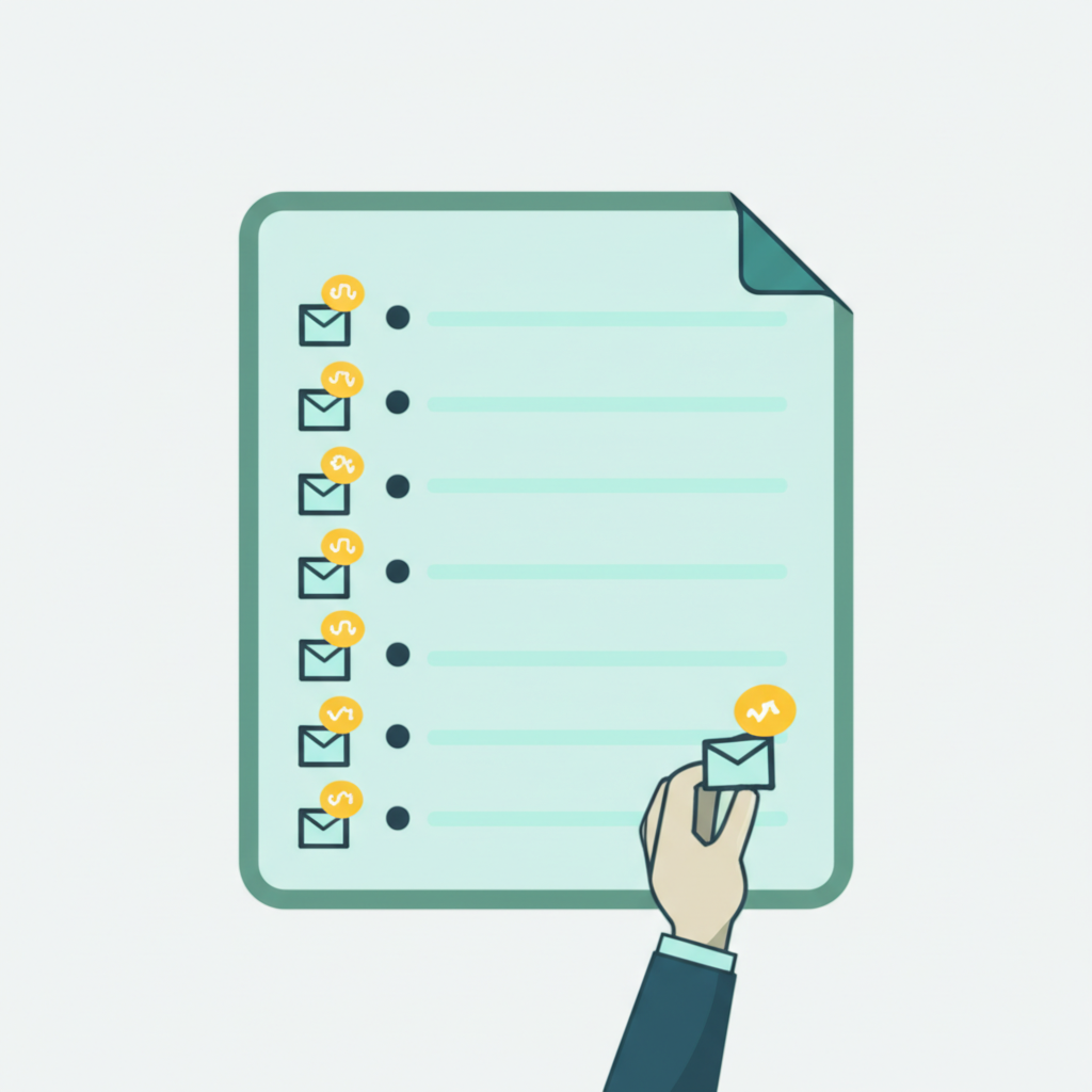 Иллюстрация, показывающая, как создать список адресов электронной почты с нуля.