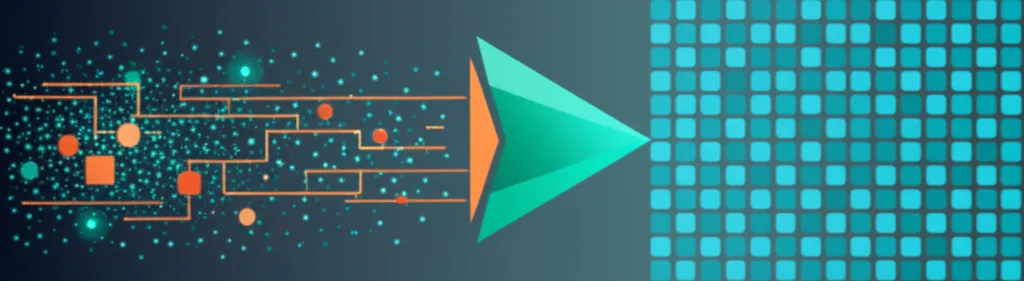 Иллюстрация, демонстрирующая, как создавать датасеты: от хаотичных данных к структурированному набору.