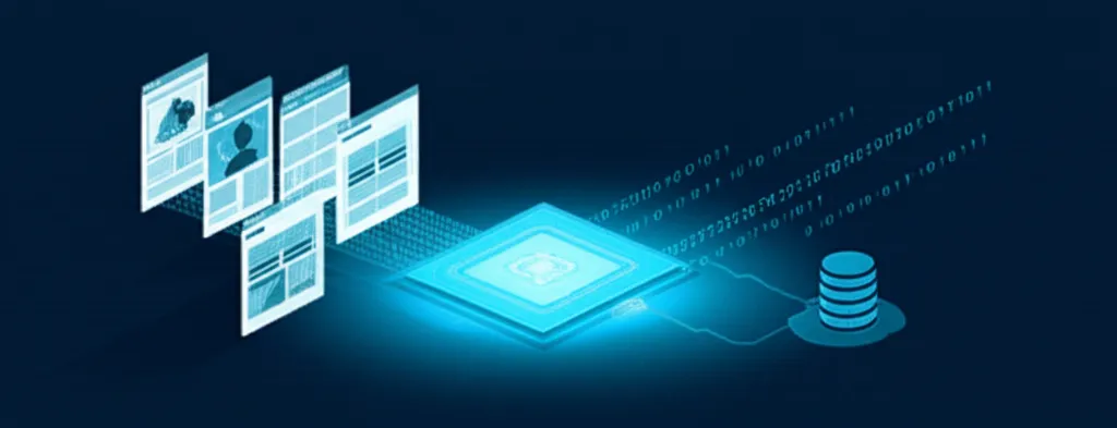 Абстрактная иллюстрация, показывающая, как можно спарсить сайт онлайн с помощью специального сервиса для сбора данных.