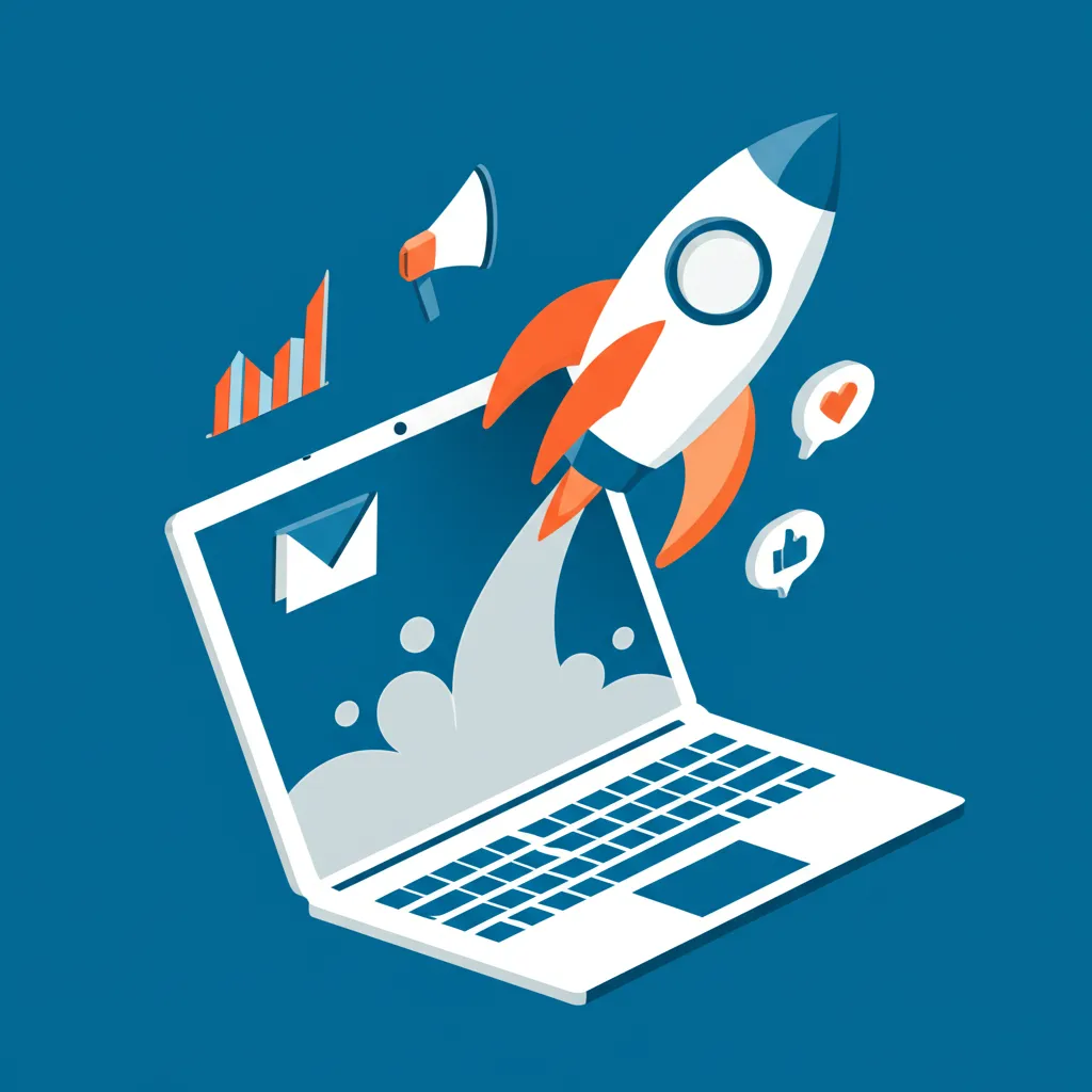 Иллюстрация, которая показывает как запустить свой стартап маркетинговые приемы для успешного взлета проекта.