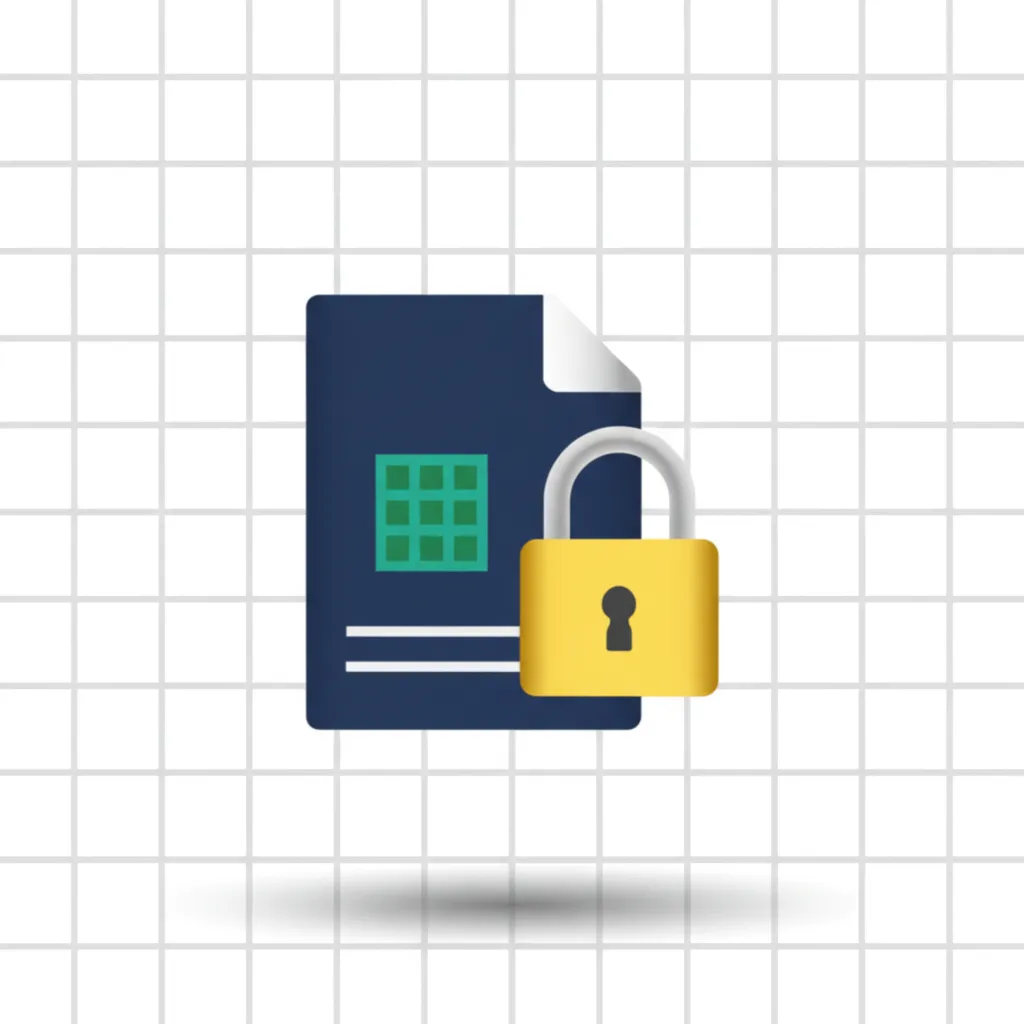 Иллюстрация, показывающая, как защитить паролем файл excel с помощью иконки замка.