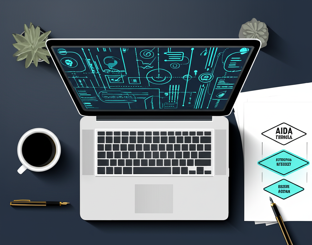 Какие бывают продающие тексты — инфографика с различными форматами и структурами на рабочем столе копирайтера.