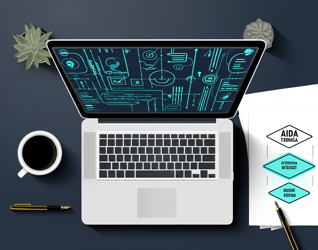 Какие бывают продающие тексты — инфографика с различными форматами и структурами на рабочем столе копирайтера.