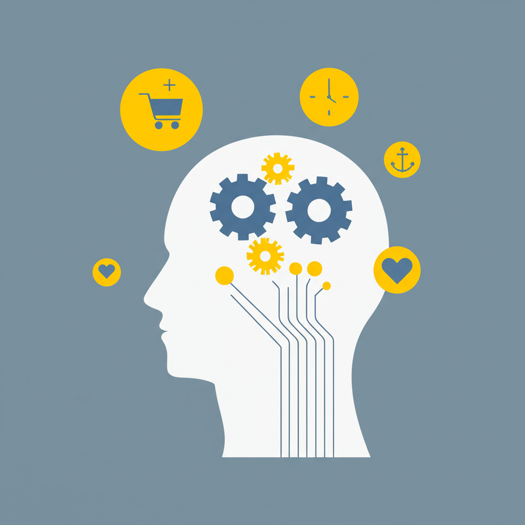 Схематичное изображение, демонстрирующее фишки психологии в рекламе через иконки триггеров.