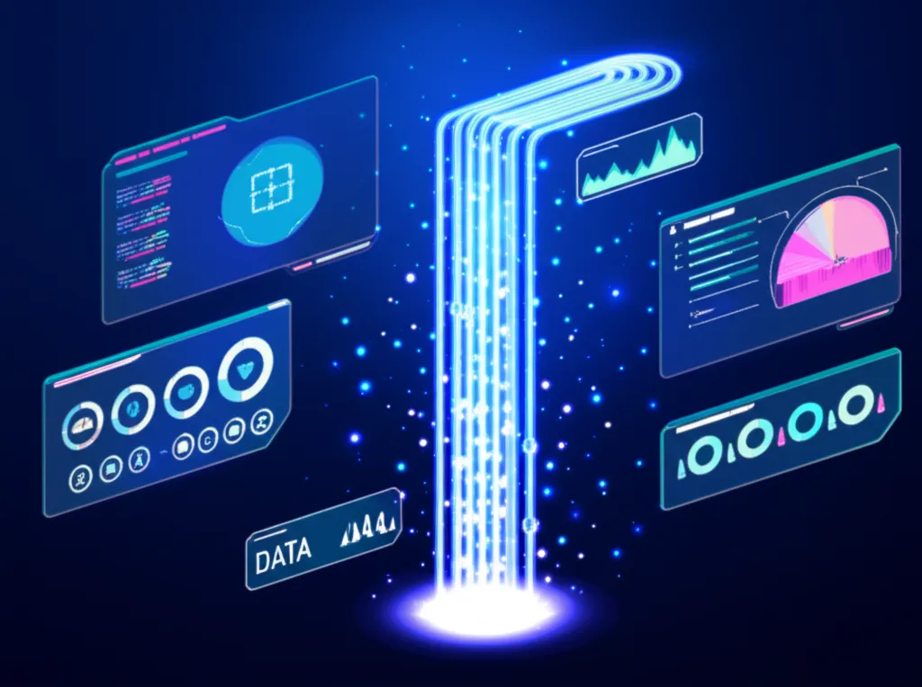 Современные инструменты DataOps для управления данными и наблюдаемостью 2025, представленные в виде футуристической инфографики.