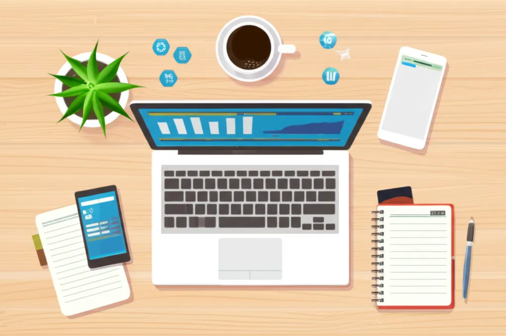 Современные цифровые инструменты для малого бизнеса, представленные в виде иконок на рабочем столе.