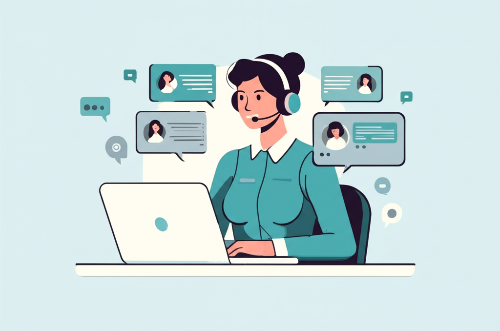 Иллюстрация, демонстрирующая работу ПО для live-чатов с клиентами
