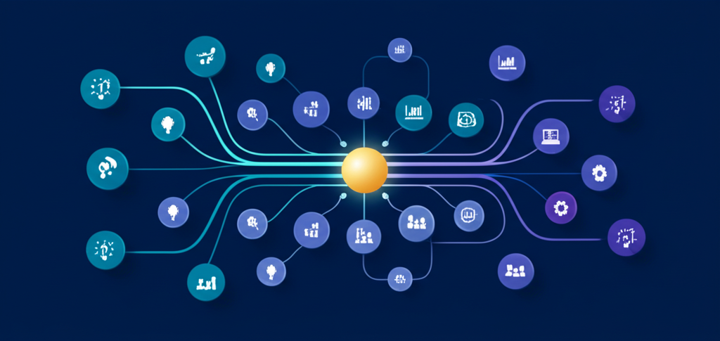 Специалист анализирует лучшее программное обеспечение для управления портфеля проектов на футуристичном дашборде.