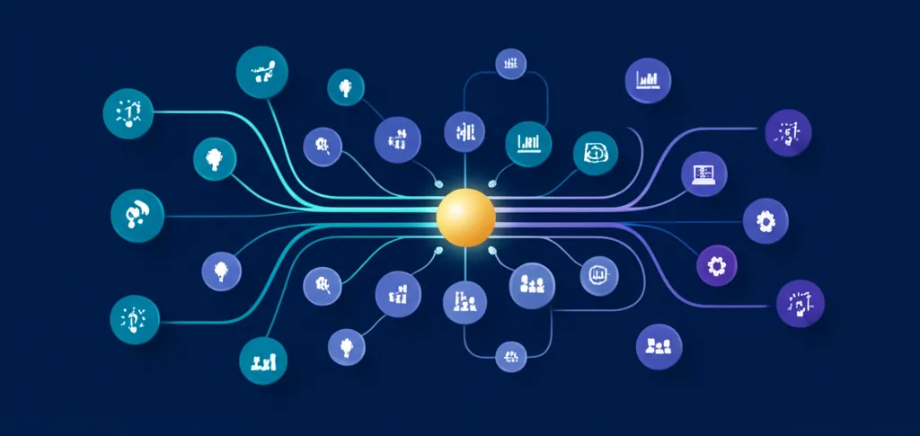 Специалист анализирует лучшее программное обеспечение для управления портфеля проектов на футуристичном дашборде.
