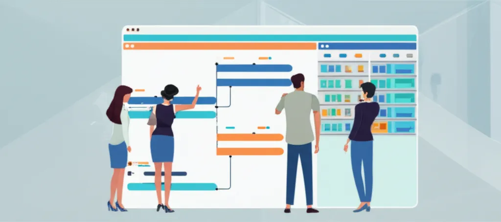 Команда анализирует лучшее программное обеспечение для управления проектами 2025 на большом экране.