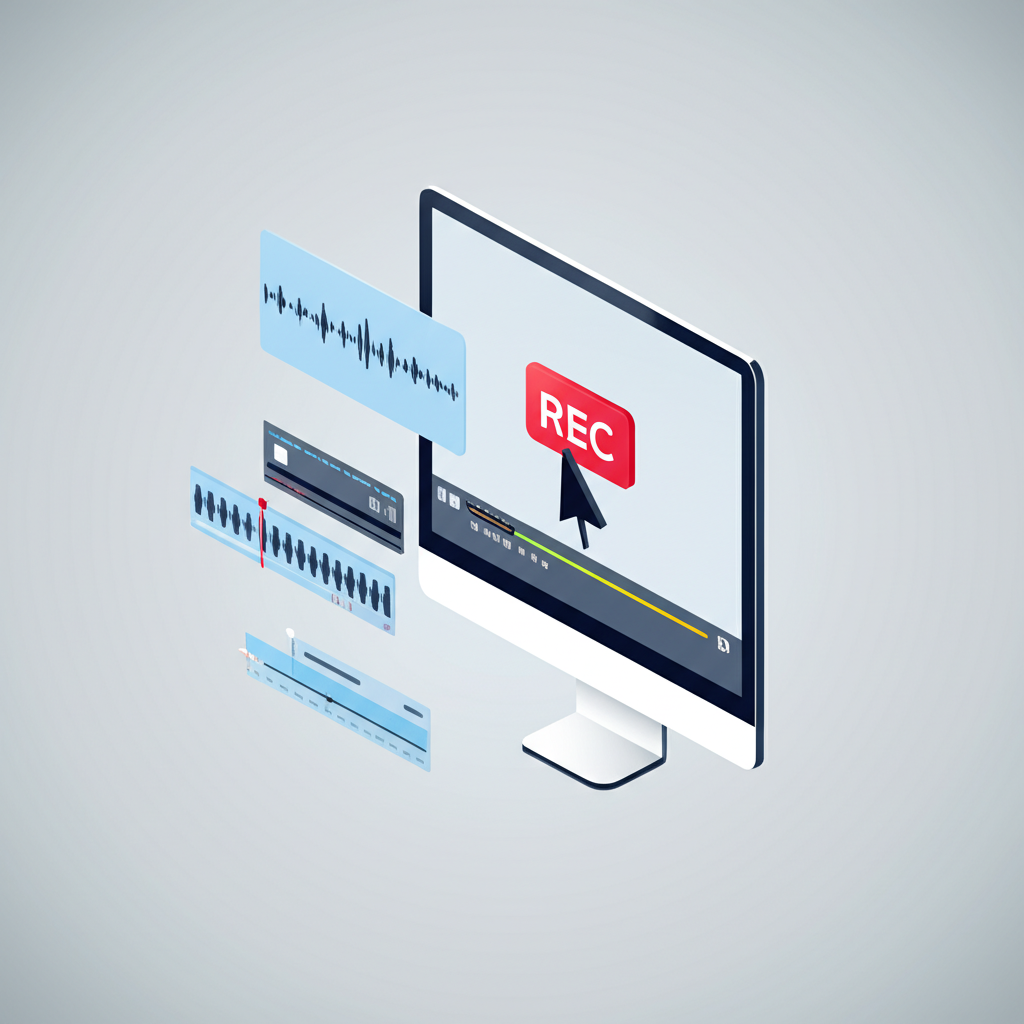 Иллюстрация, показывающая лучшее программное обеспечение для записи видео с экрана 2025 в действии на современном компьютере.