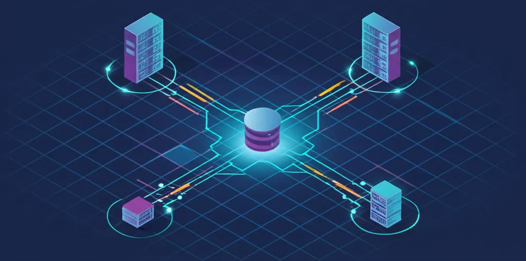 Схематичное изображение сети серверов, иллюстрирующее лучшие альтернативы Cloudflare 2025.