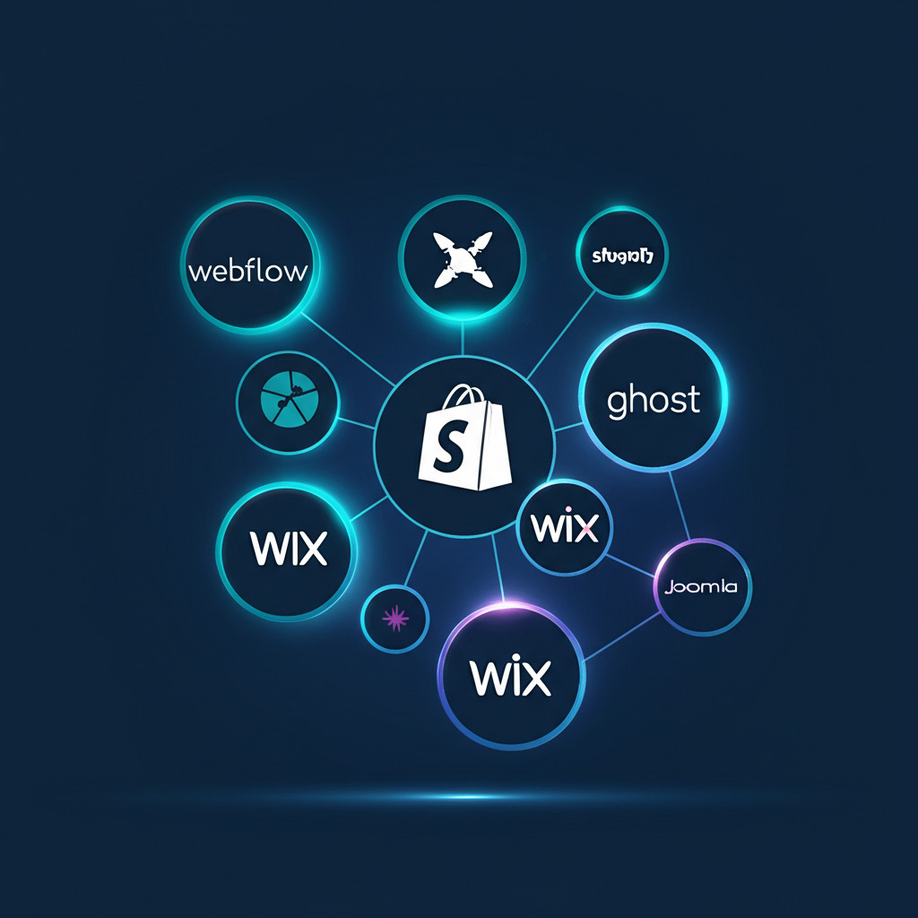 Инфографика, сравнивающая лучшие альтернативы WordPress 2025 по ключевым параметрам.