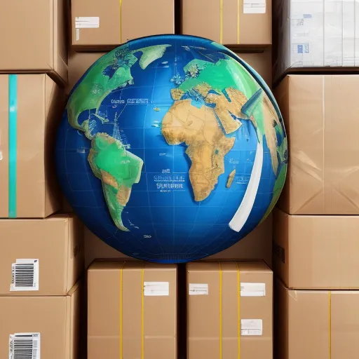 Изображение демонстрирует процесс работы Лучшие американские компании по пересылке посылок и почты, с пакетами и картой мира, символизирующими глобальную доставку.