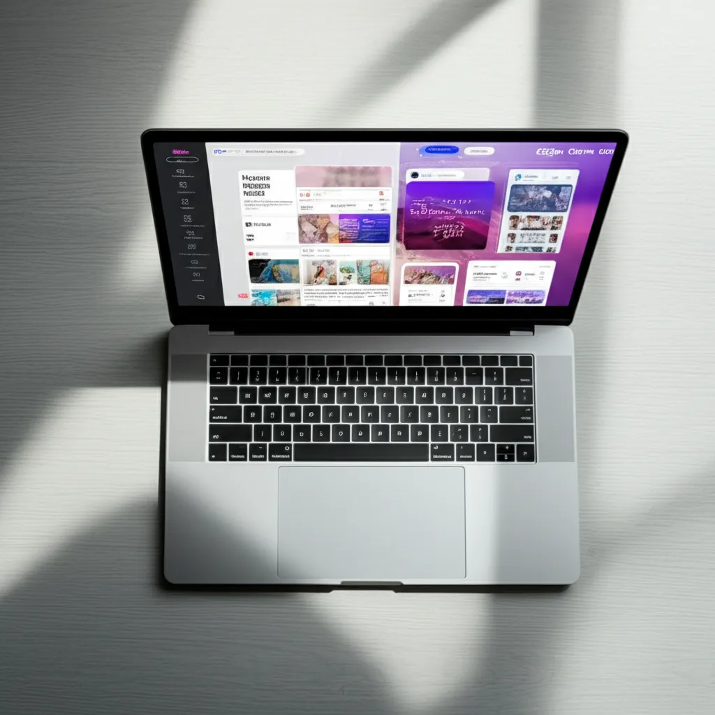 Обзор интерфейсов на экране ноутбука — лучшие бесплатные дизайнерские приложения для графики соцсетей 2025.