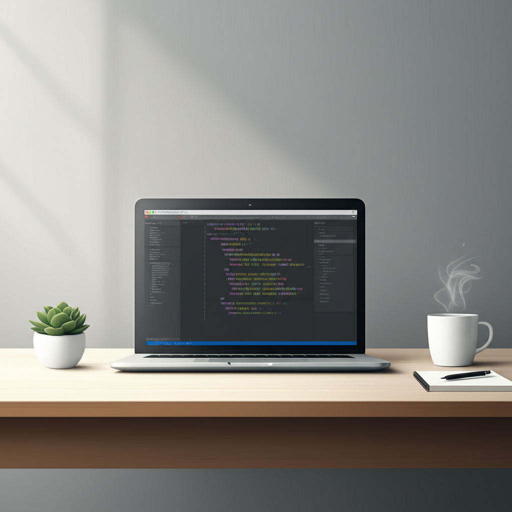 Современный рабочий стол, на котором открыт ноутбук, демонстрирующий лучшие бесплатные программы для набора текста на ПК.