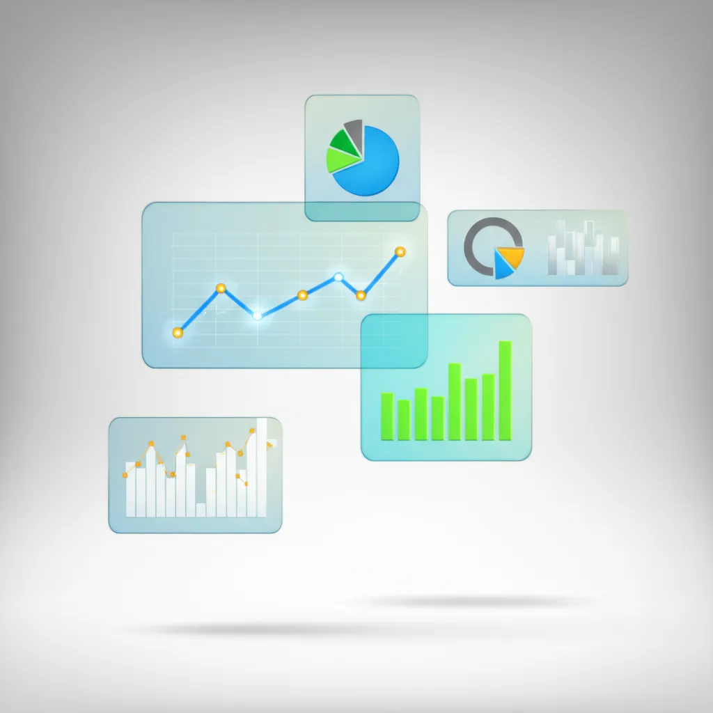 Стилизованная инфографика, где представлены лучшие BI-инструменты в виде интерактивных графиков и дашбордов.