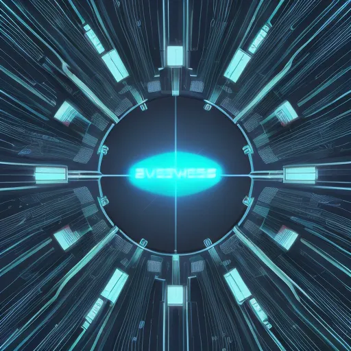 Стилизованное изображение, символизирующее Лучшие дешевые web хостинги: центральный сервер, к которому подключены иконки блогов, магазинов и портфолио.