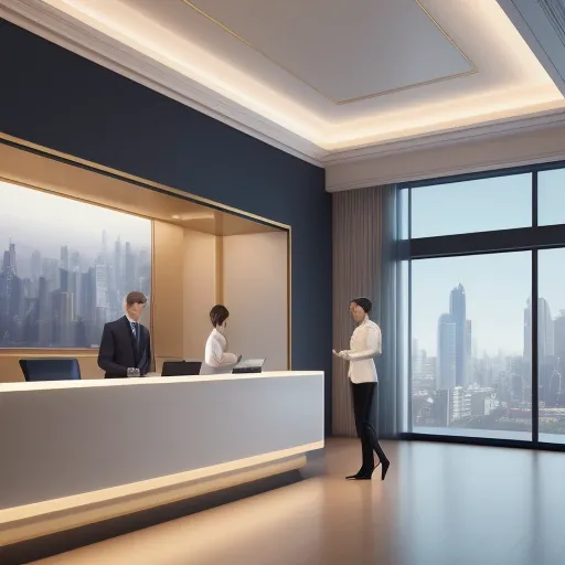 Цифровой интерфейс Лучшие гостиничные crm 2026 на планшете в интерьере современного премиального отеля.