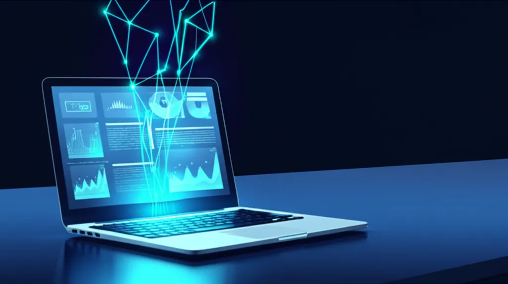 Футуристический интерфейс, представляющий лучшие ИИ инструменты копирайтинга 2025.