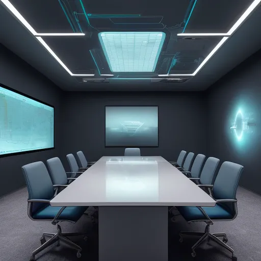Современное офисное пространство, где используются Лучшие инструменты для веб-конференций 2026 с голограммами и ИИ
