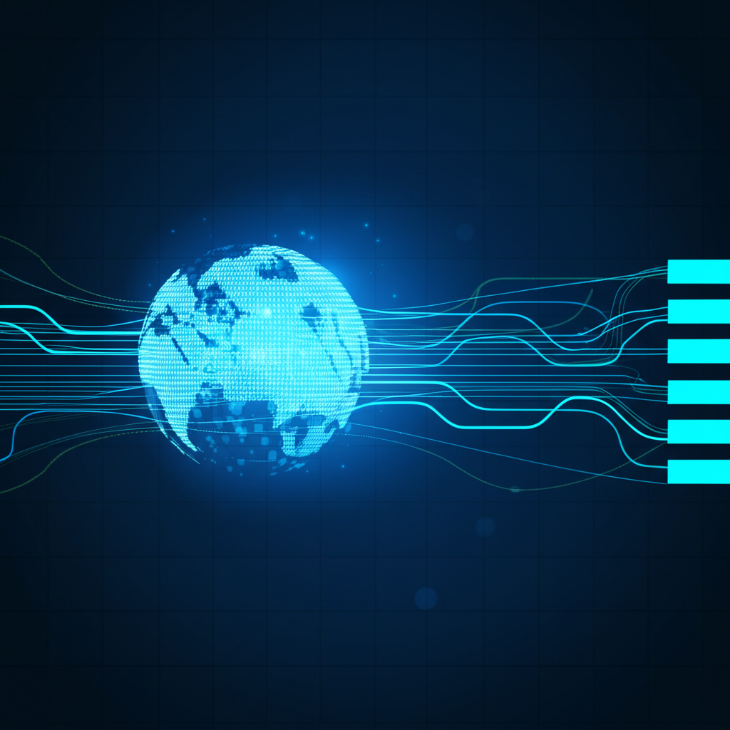 Инфографика, где показаны лучшие инструменты для веб-парсинга 2025 в виде потоков данных