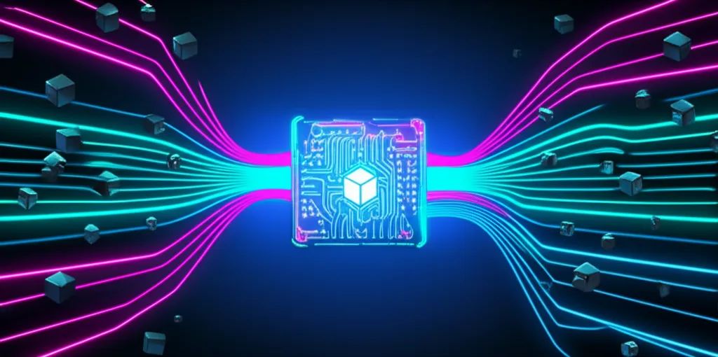 Абстрактная визуализация, где лучшие инструменты интеграции данных и поставщиков 2025 собирают информацию в единый центр.