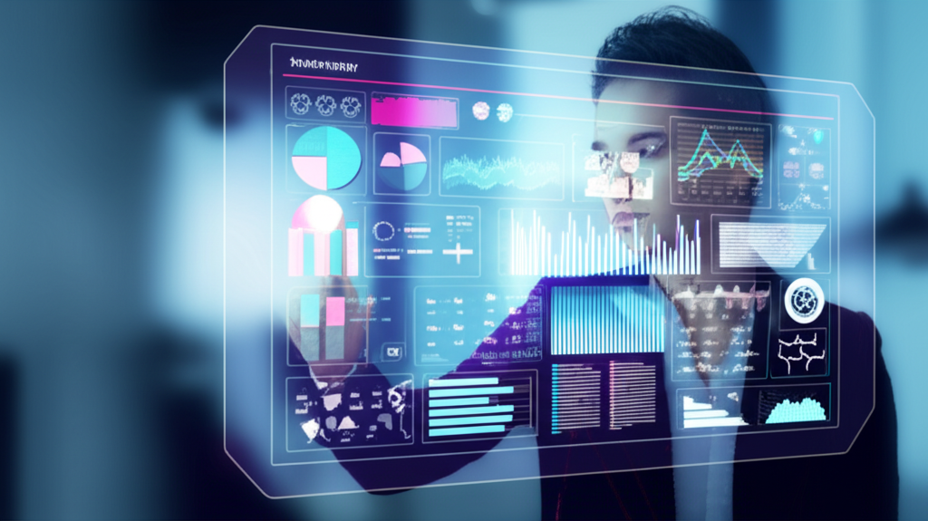 Обзор: лучшие инструменты искусственного интеллекта для маркетинга 2025 на экране футуристического компьютера