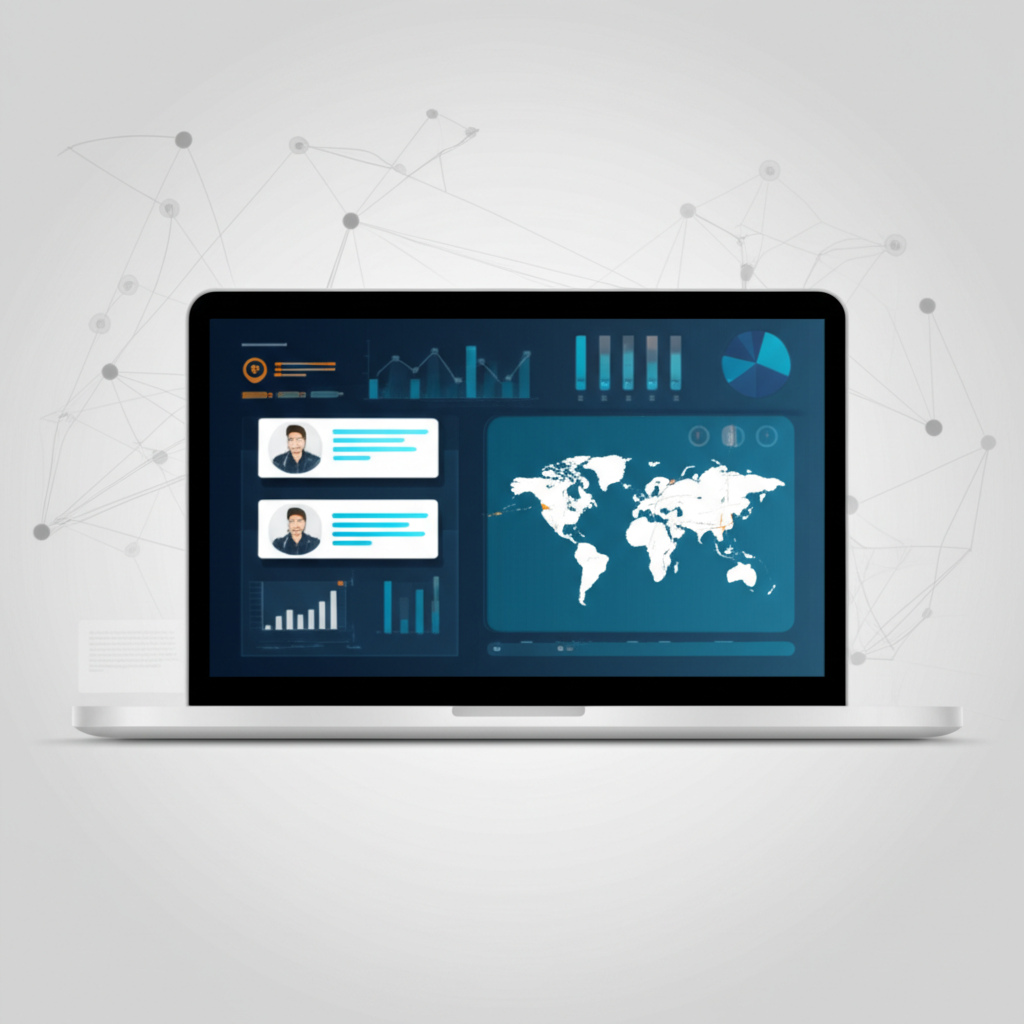 Инфографика, демонстрирующая лучшие инструменты проспектинга продаж на экране ноутбука.