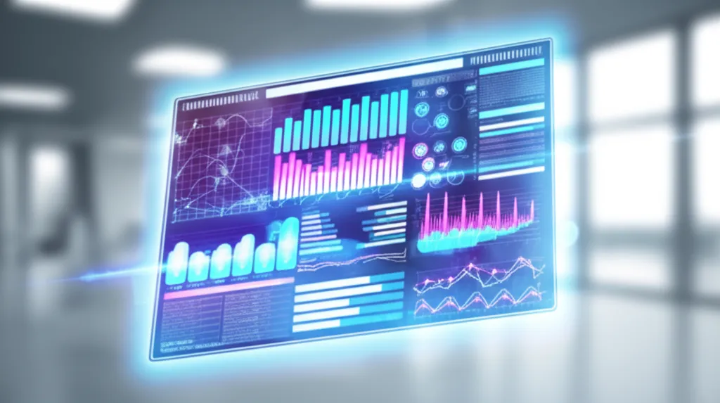 Абстрактное изображение, где показаны лучшие инструменты визуализации данных 2025 в виде интерактивного дашборда.