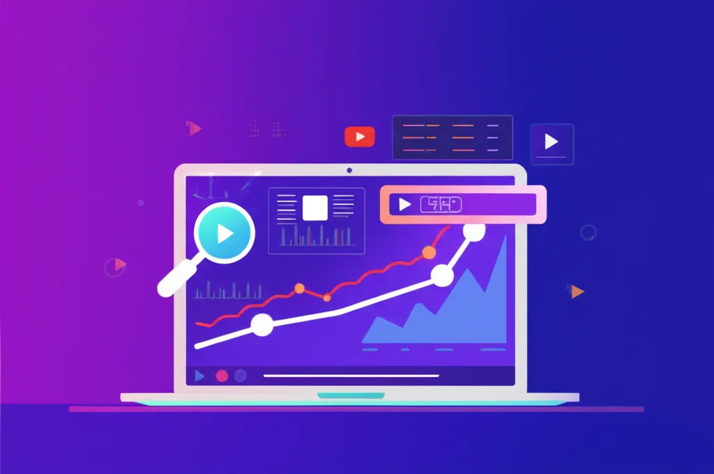 Графическое представление, где показаны лучшие инструменты YouTube SEO на экране ноутбука.