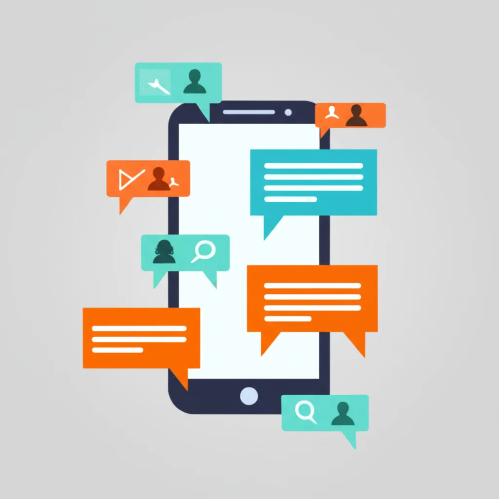 Человек анализирует лучшие платформы SMS маркетинга на смартфоне и ноутбуке