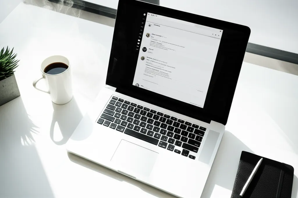 Современные почтовые клиенты для Mac 2025 на экране ноутбука в стильном рабочем пространстве.