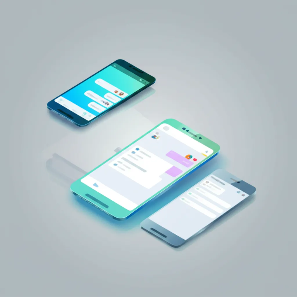 Интерфейсы на экранах смартфонов, показывающие лучшие приложения для чата 2025