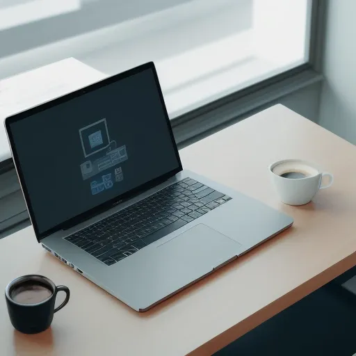 На изображении показаны Лучшие приложения для командного чата для бизнеса в интерфейсе современного ноутбука в офисе