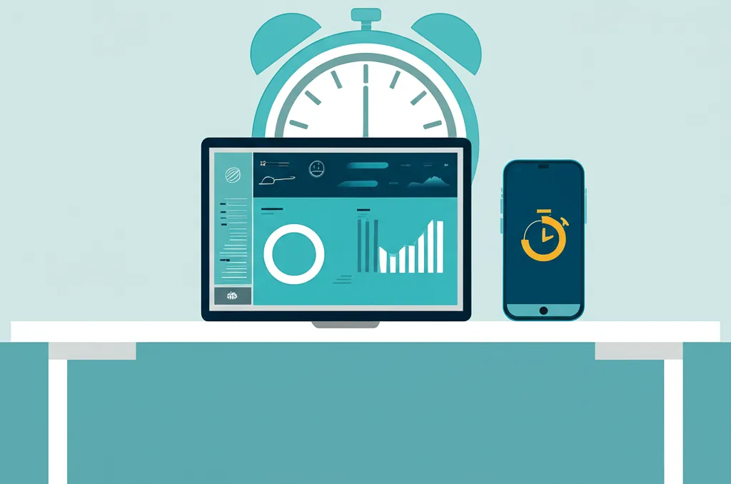 Инфографика, иллюстрирующая лучшие приложения и программы для отслеживания времени на разных устройствах.