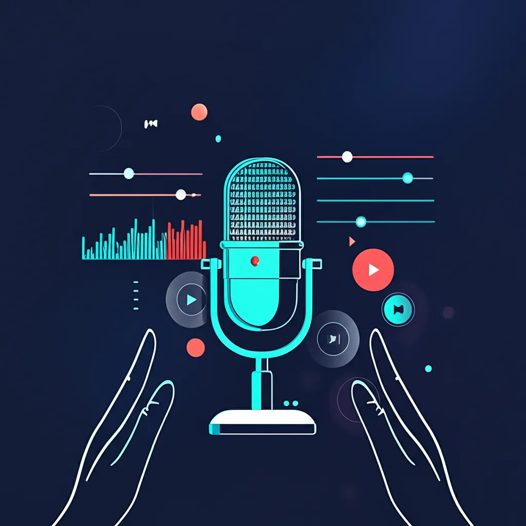 Современная студия, где показаны лучшие программы для подкастов 2025 на экранах мониторов