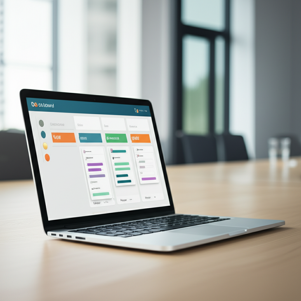 На экране ноутбука показаны лучшие простые CRM-системы 2025 с наглядным интерфейсом для управления сделками.