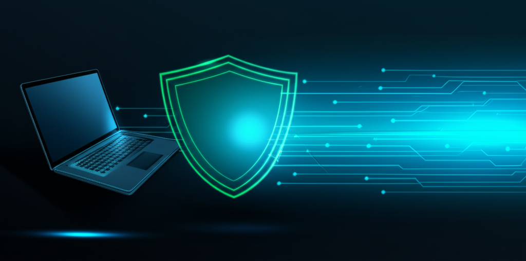 Инфографика, демонстрирующая, как работает лучший быстрый VPN 2025 для защиты и ускорения передачи данных.