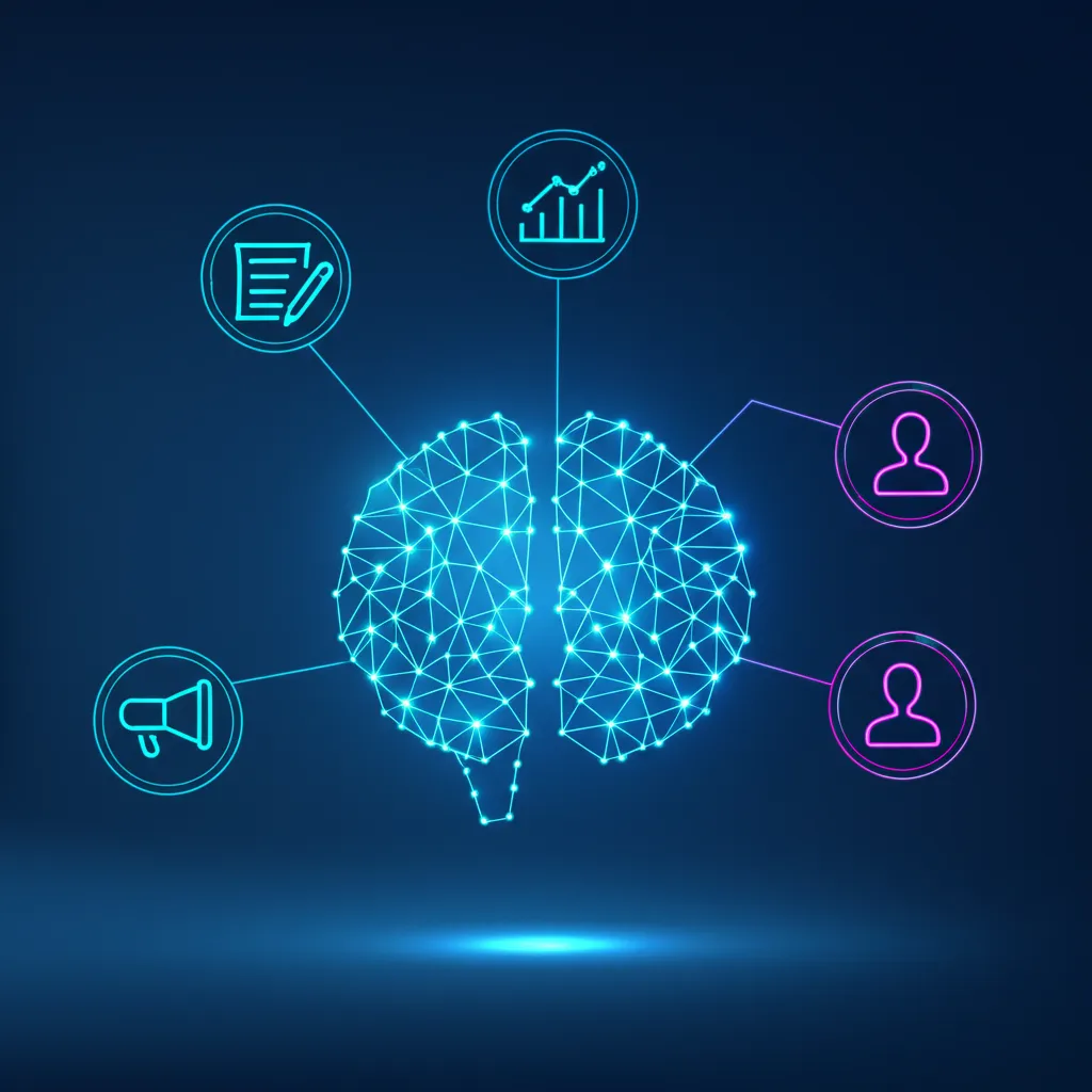 Инфографика, демонстрирующая ключевые маркетинговые ИИ инструменты 2025 в действии