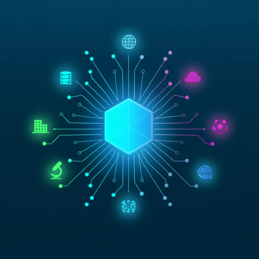Специалист анализирует информацию, чтобы найти датасет на схематическом графике с иконками источников данных.