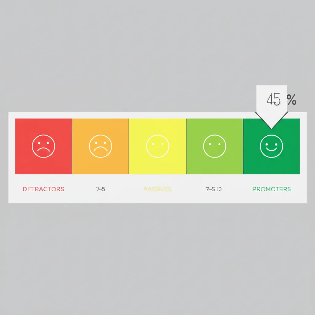 Инфографика, которая объясняет Net Promoter Score руководство по NPS, показывая шкалу с критиками, нейтралами и промоутерами.