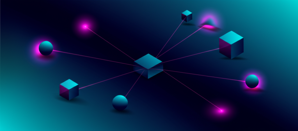 Абстрактная визуализация, где геометрические фигуры представляют объекты датасета в процессе анализа.