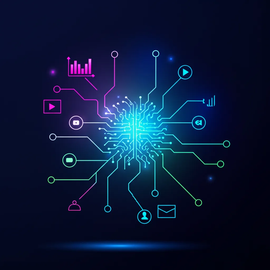 Инфографика, иллюстрирующая обязательные инструменты цифрового маркетинга 2025 в виде связанной экосистемы.