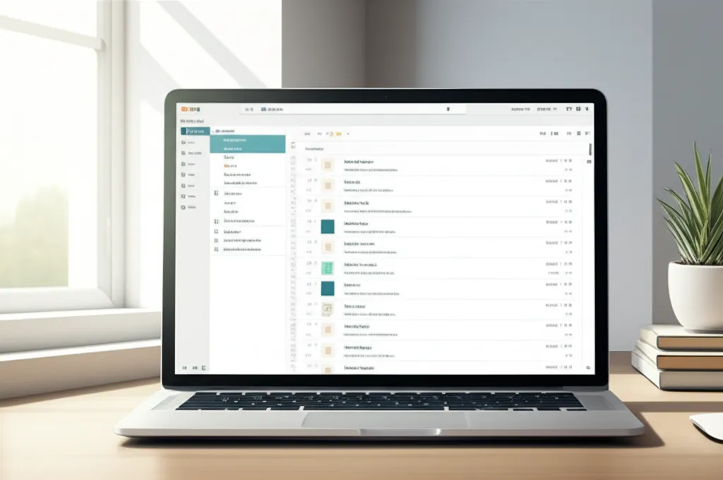 Современный рабочий стол, на котором открыты лучшие клиенты электронной почты для Windows