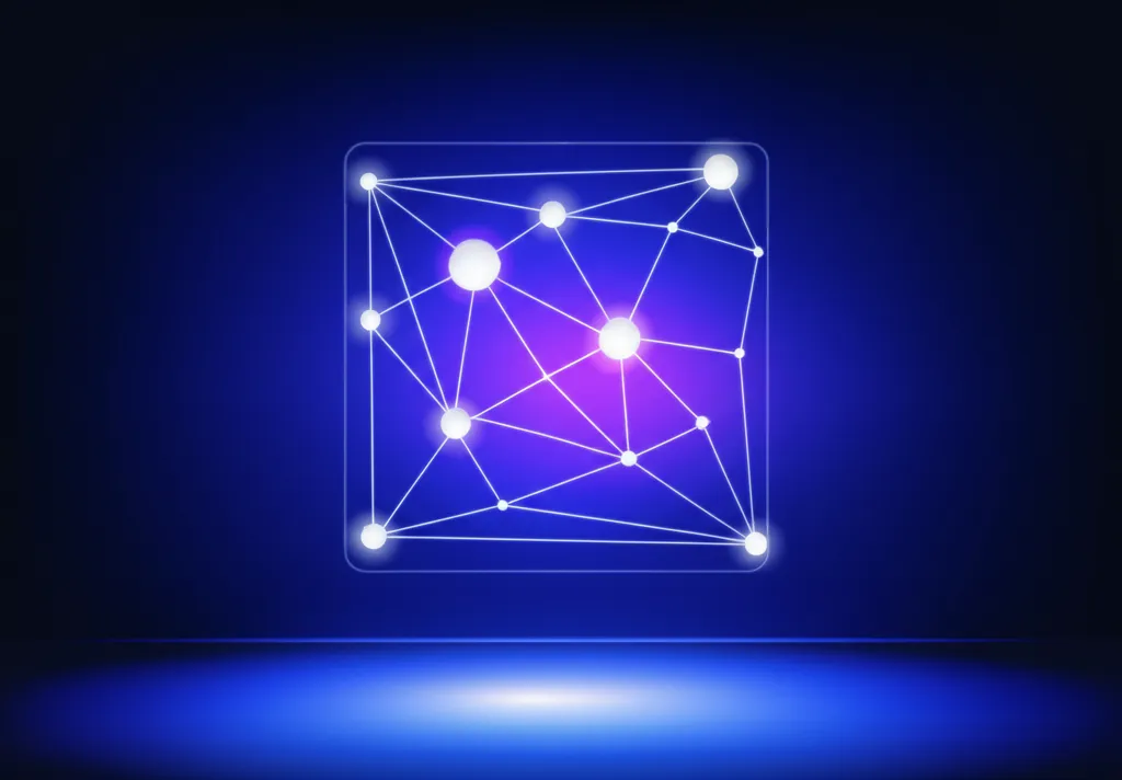 Цифровой интерфейс и нейронная сеть, представляющие лучшие программные инструменты проектирования искусственного интеллекта 2025.