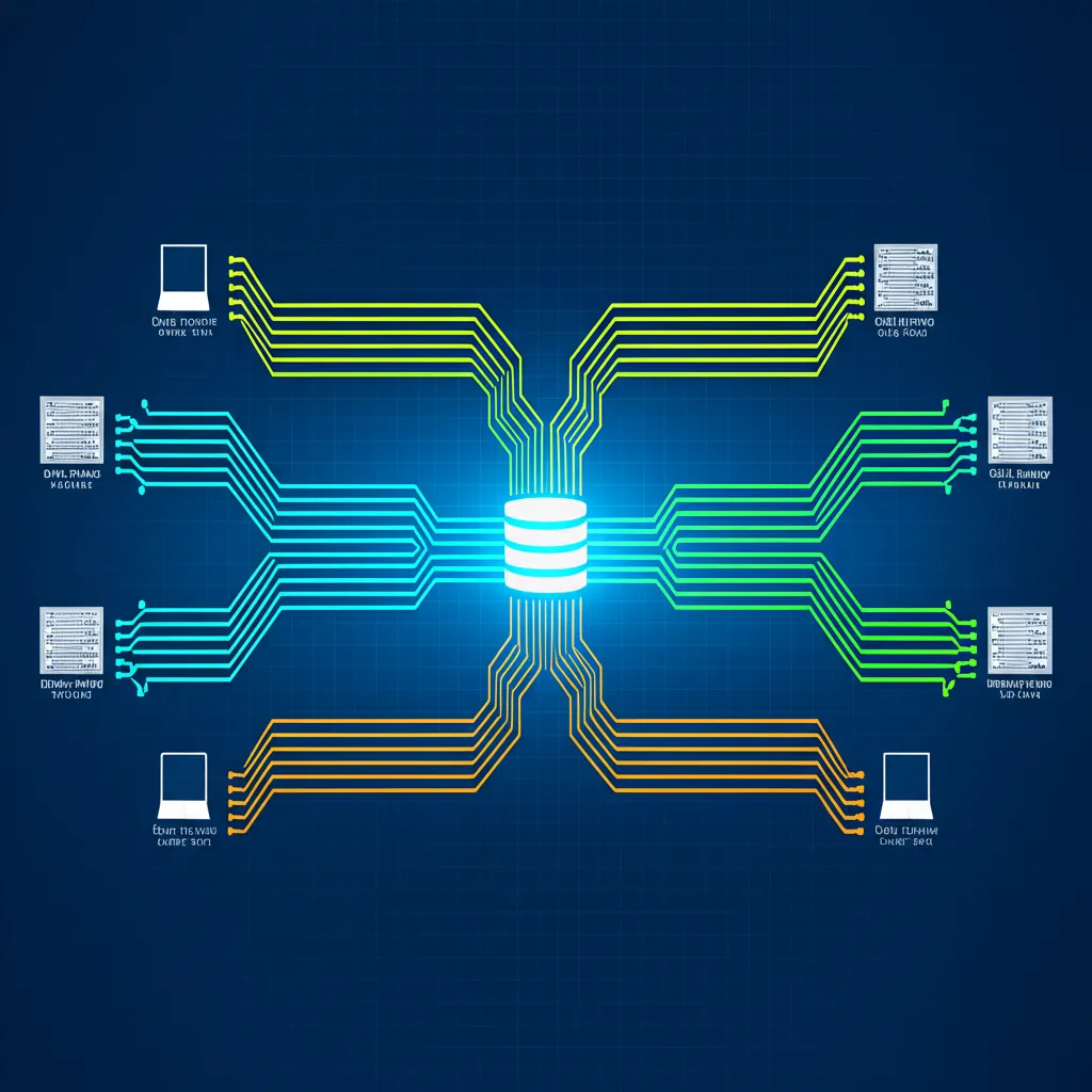Оптимизация и экономия на прокси для масштабного парсинга — инфографика с серверами и потоками данных.